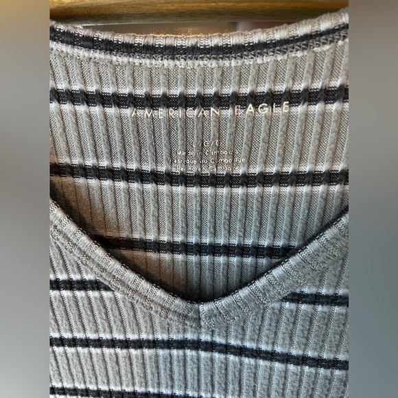 American Eagle Black & Gray Stripped Tank Top Women’s Size L Butter Soft - Picture 4 of 4